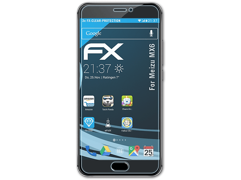 ATFOLIX 3x FX-Clear Displayschutz(für Meizu MX6)