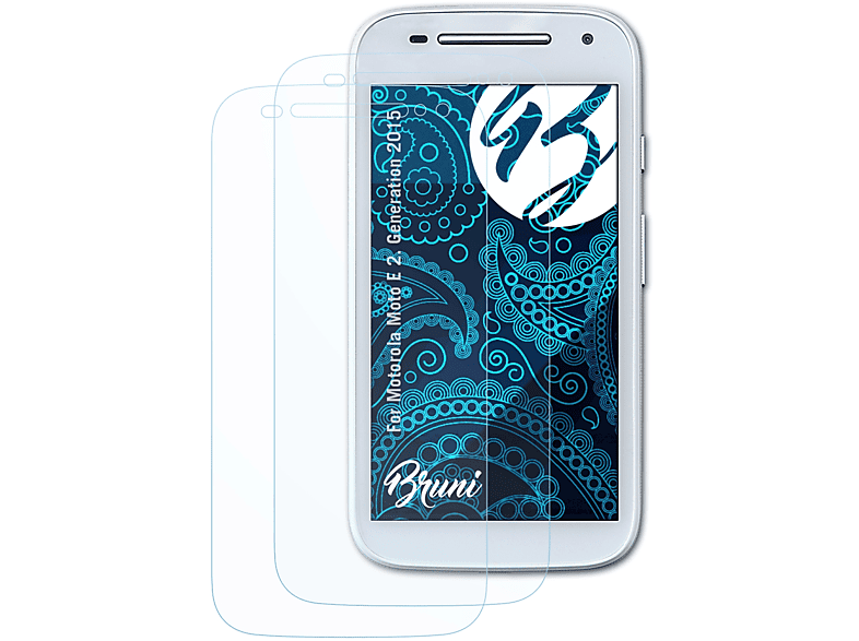BRUNI 2x Basics-Clear Schutzfolie(für Motorola Moto E (2. Generation 2015))