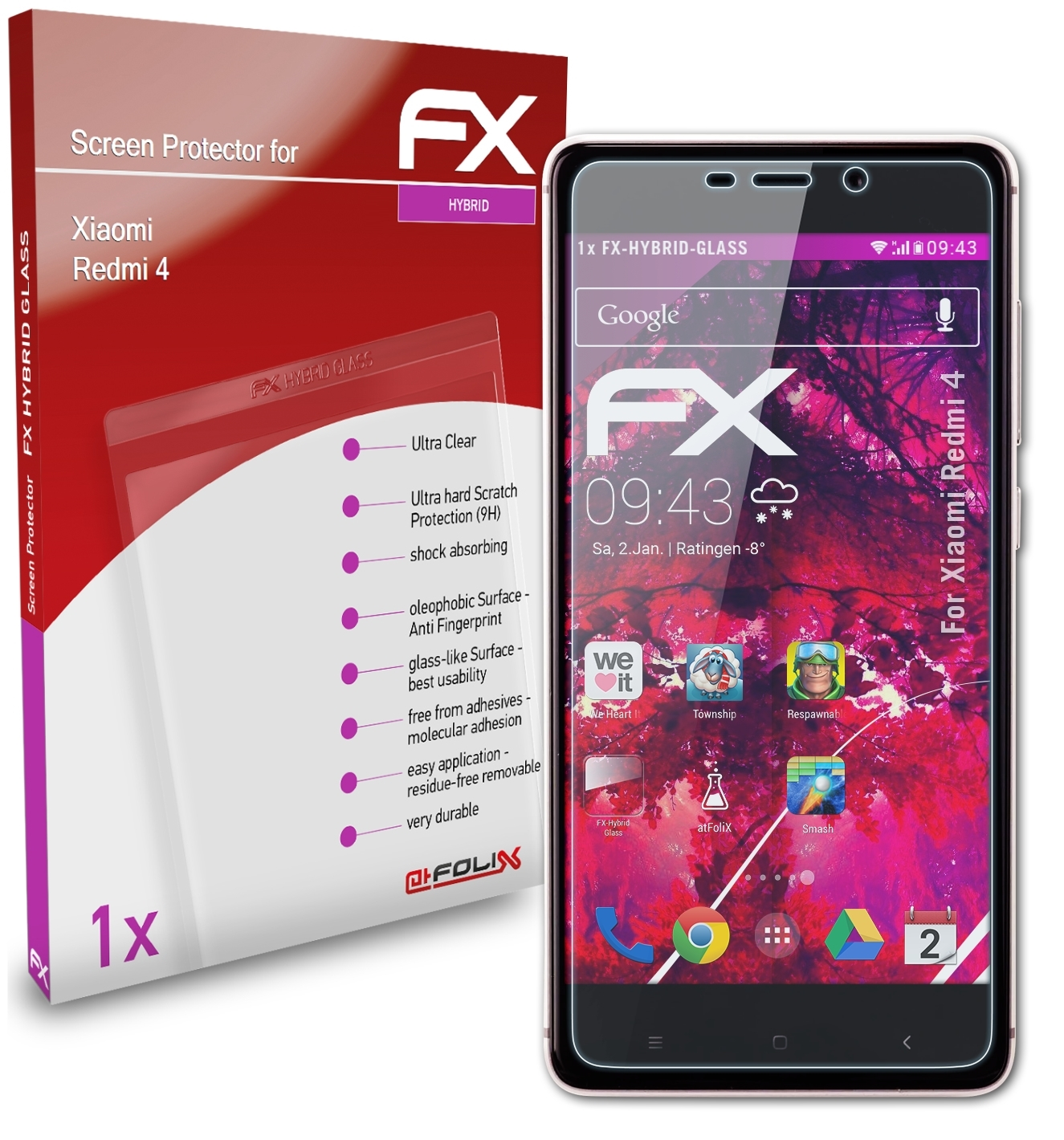 FX-Hybrid-Glass Redmi Xiaomi ATFOLIX 4) Schutzglas(für