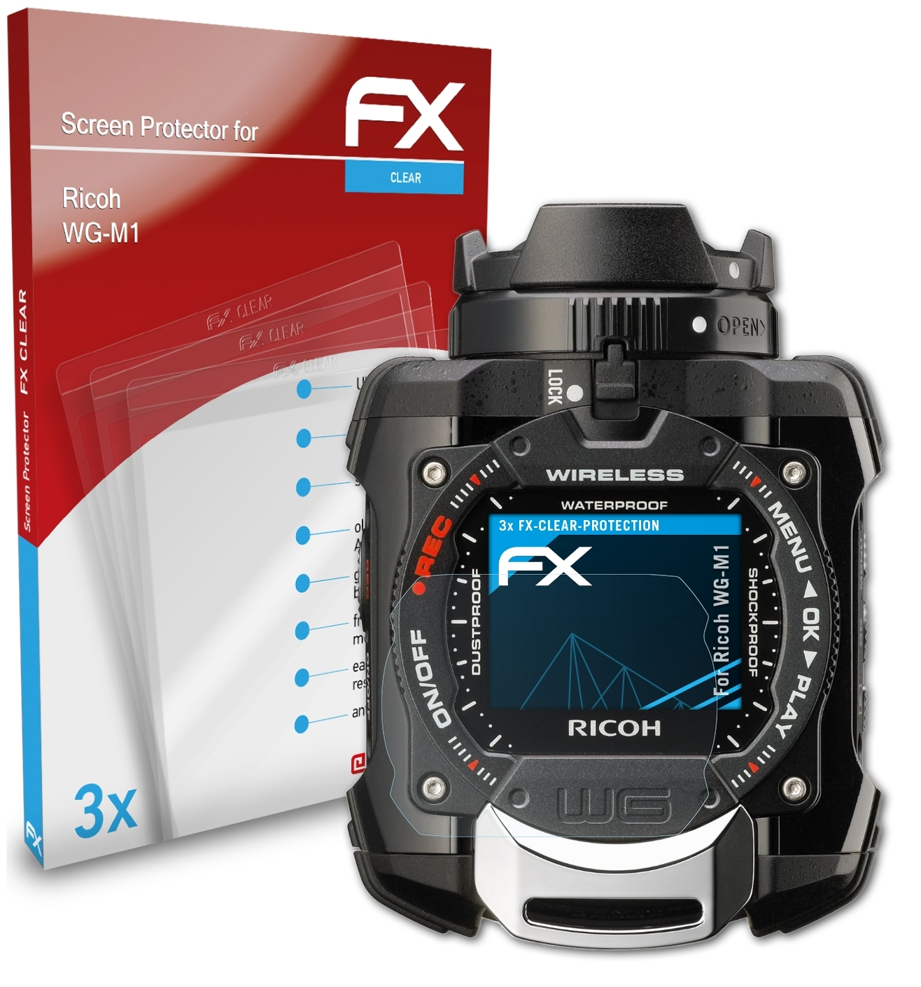 Ricoh Displayschutz(für 3x ATFOLIX FX-Clear WG-M1)