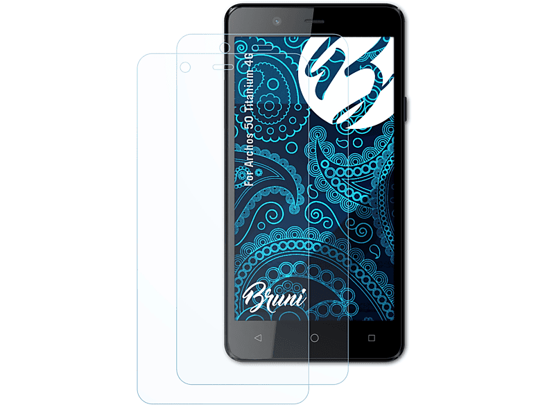 BRUNI 2x Basics-Clear Schutzfolie(für Archos 50 Titanium 4G)