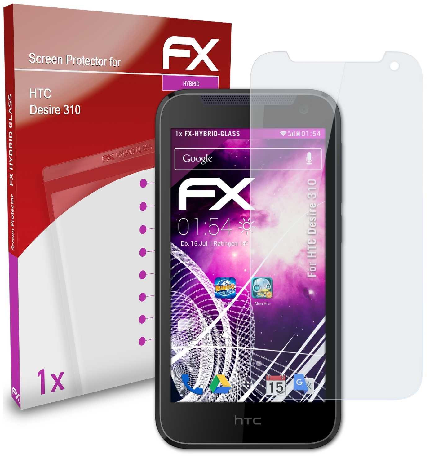 FX-Hybrid-Glass ATFOLIX Schutzglas(für Desire HTC 310)