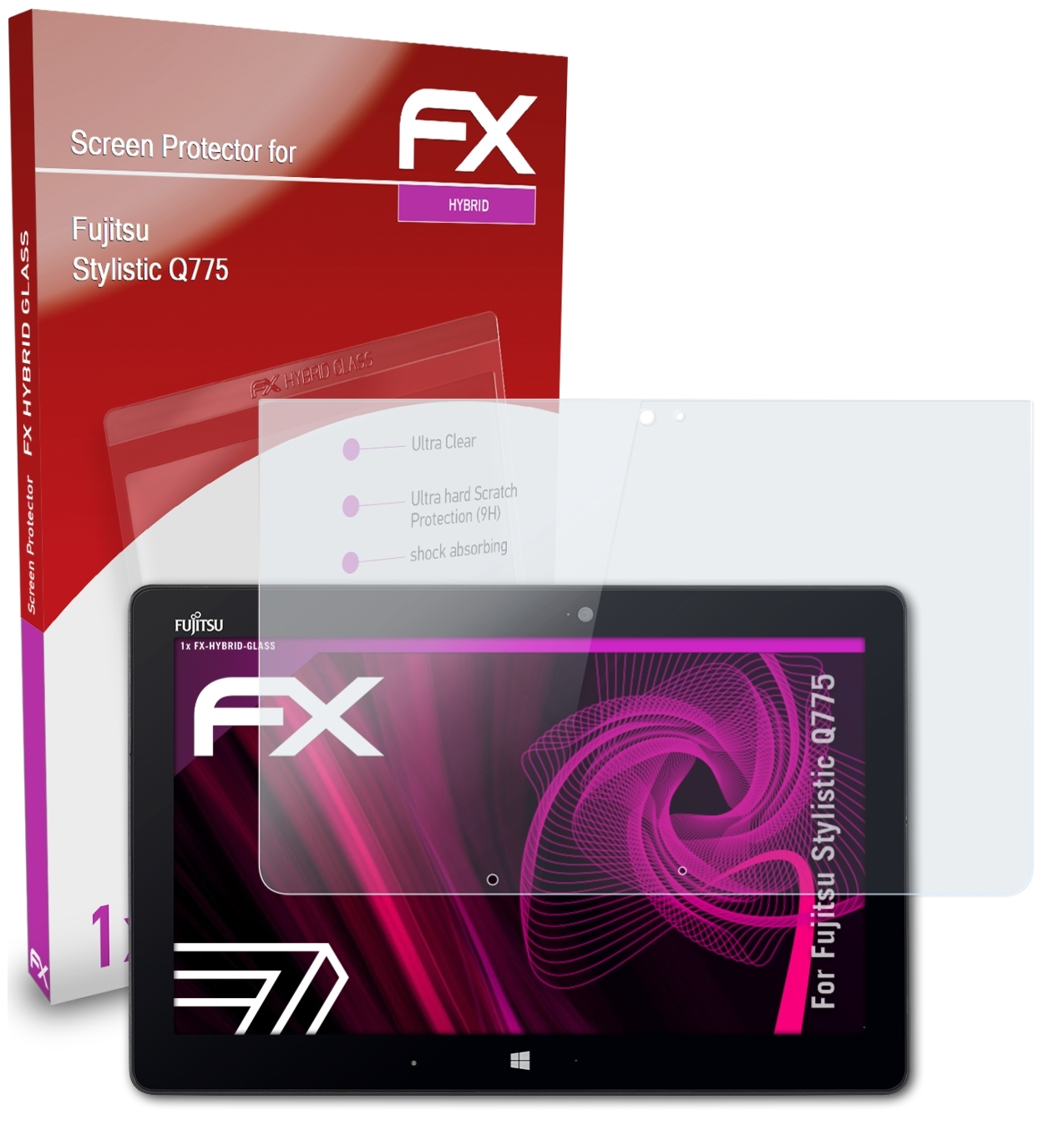 ATFOLIX FX-Hybrid-Glass Schutzglas(für Q775) Stylistic Fujitsu