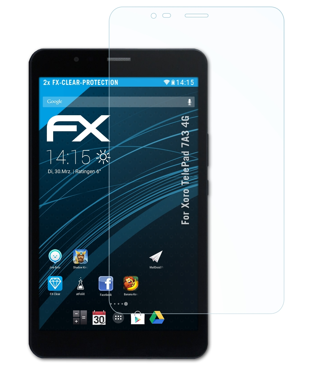 Xoro TelePad 4G) 7A3 Displayschutz(für ATFOLIX FX-Clear 2x