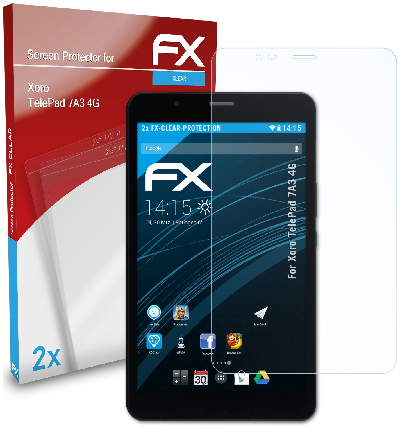 2x FX-Clear TelePad Xoro Displayschutz(für 4G) 7A3 ATFOLIX
