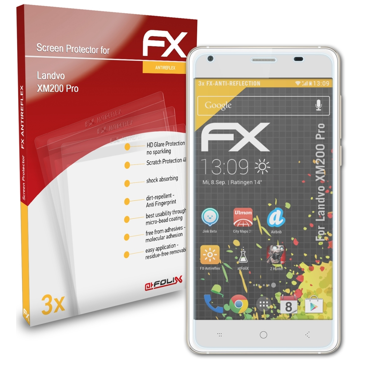 ATFOLIX 3x FX-Antireflex Displayschutz(für Landvo Pro) XM200