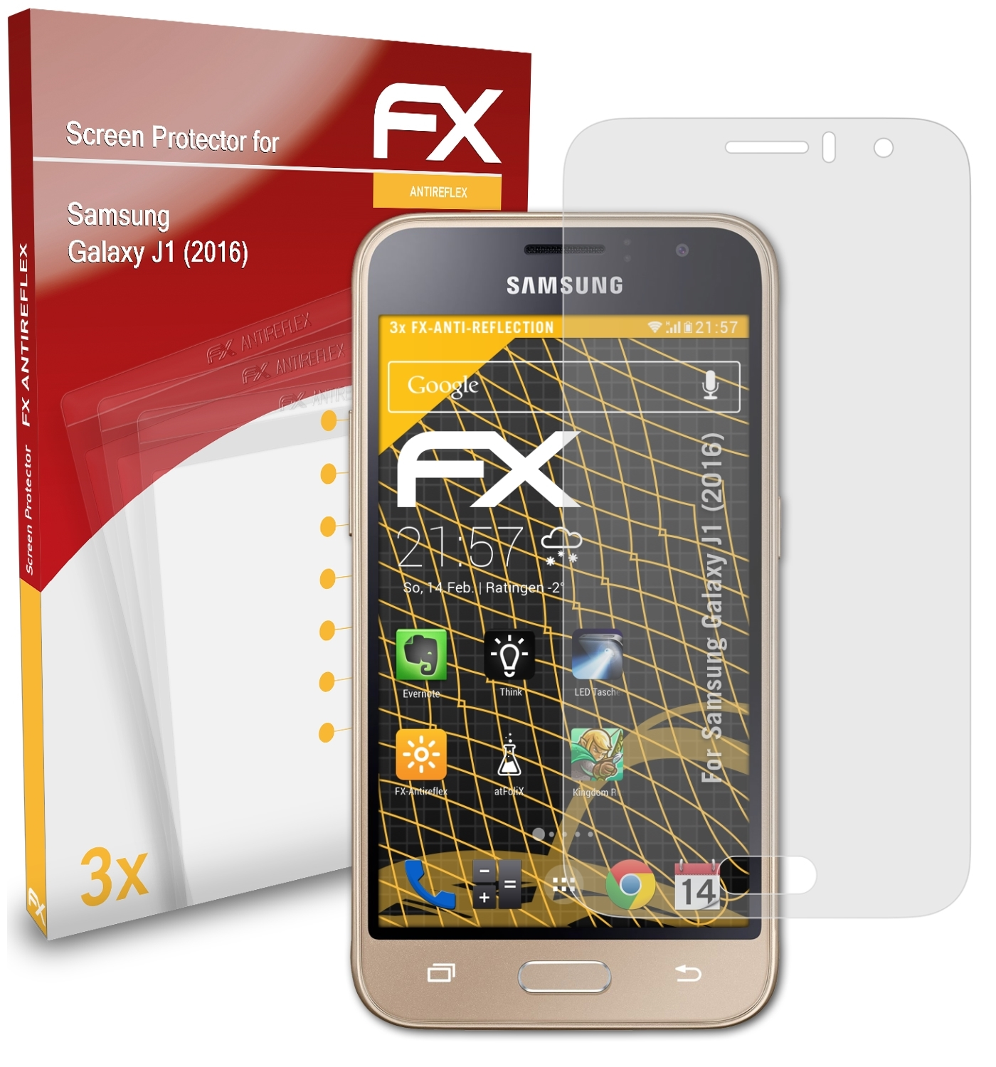 Galaxy FX-Antireflex ATFOLIX (2016)) Displayschutz(für 3x Samsung J1