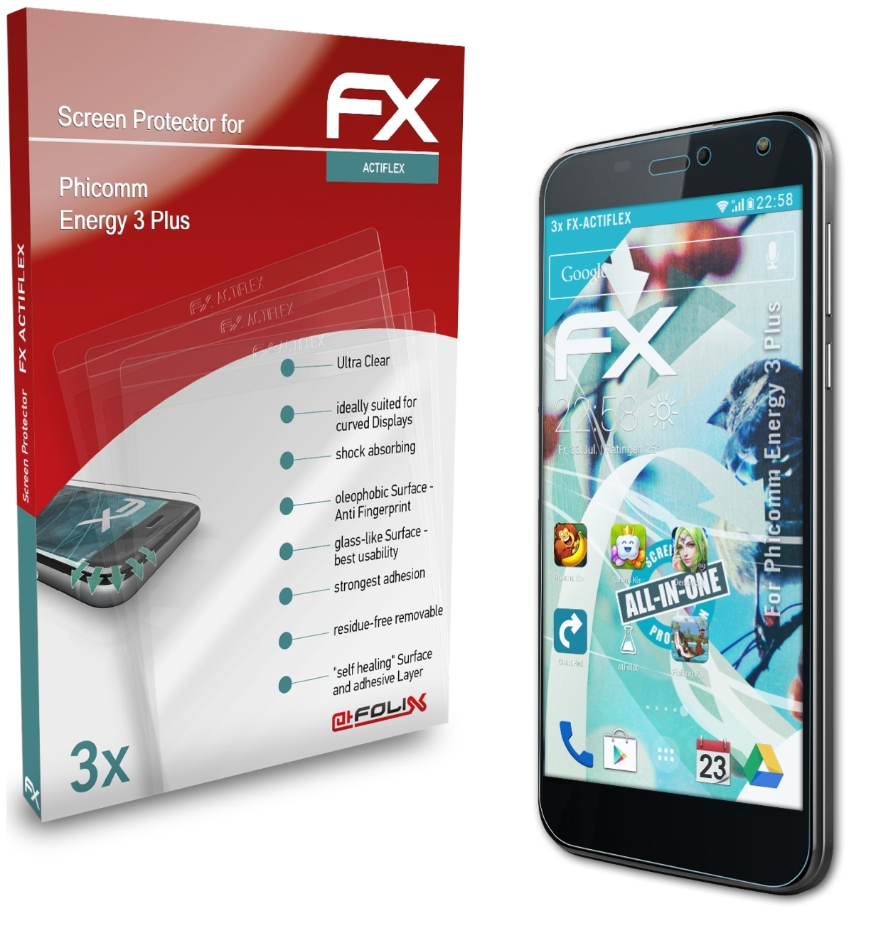 ATFOLIX 3x 3 Phicomm Energy Plus) Displayschutz(für FX-ActiFleX