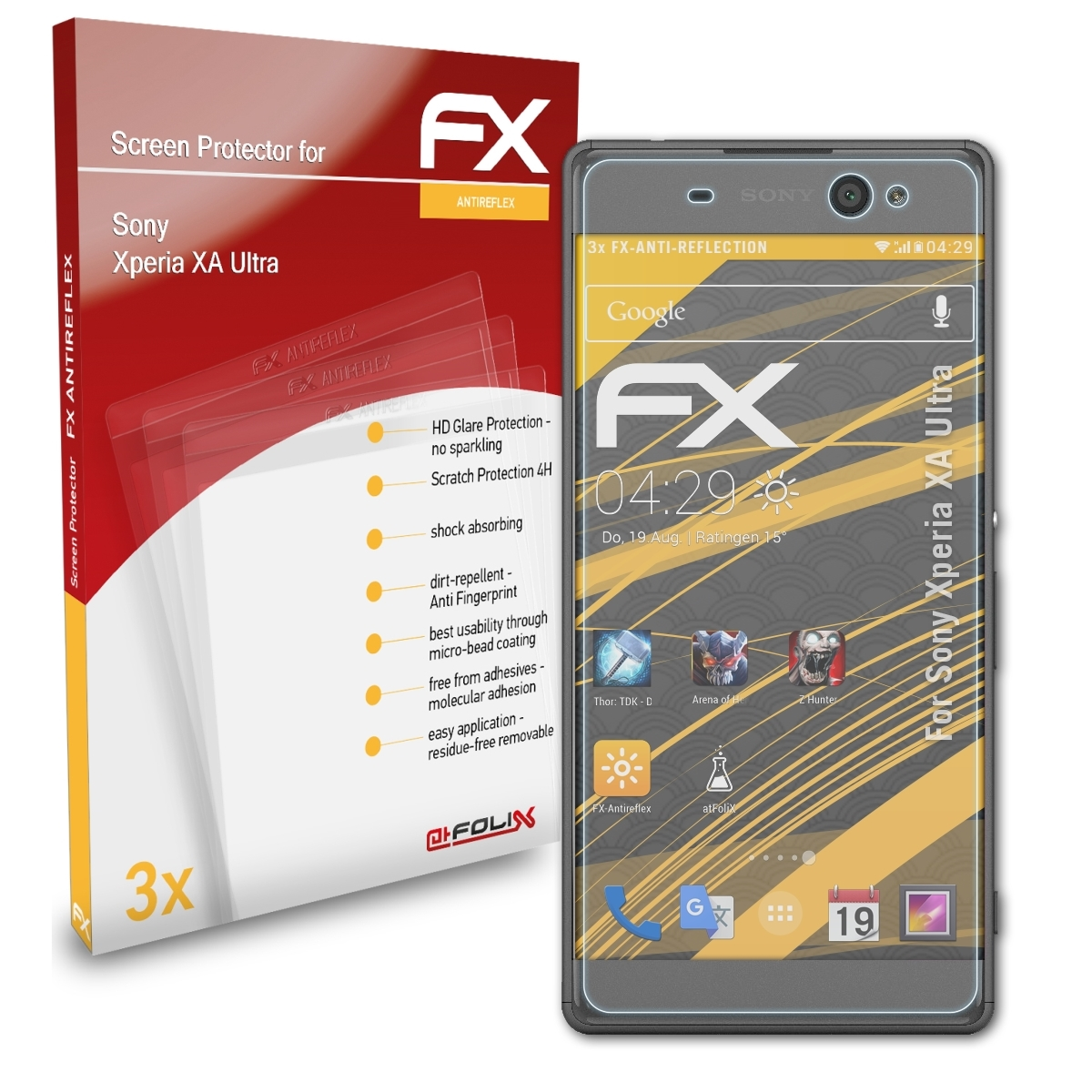ATFOLIX 3x XA Displayschutz(für FX-Antireflex Sony Ultra) Xperia