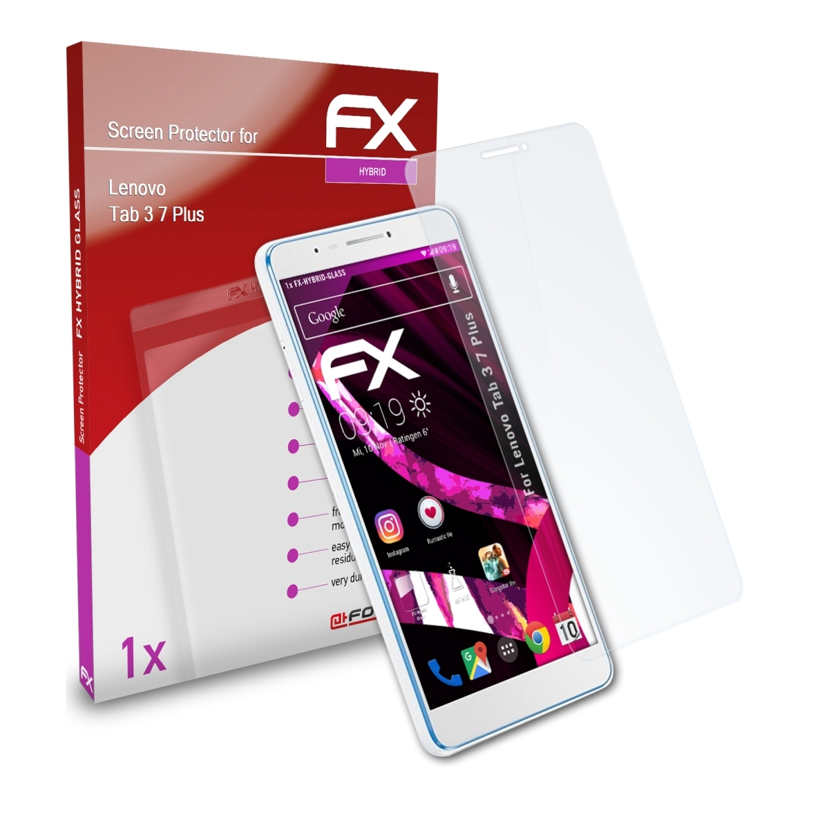 ATFOLIX FX-Hybrid-Glass 3 7 Lenovo Schutzglas(für Plus) Tab