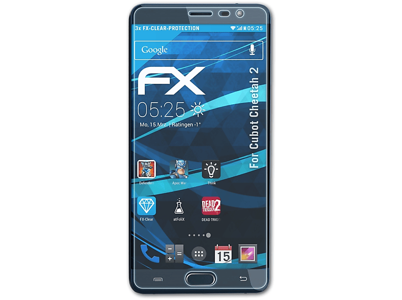 ATFOLIX 3x FX-Clear Displayschutz(für Cubot Cheetah 2)