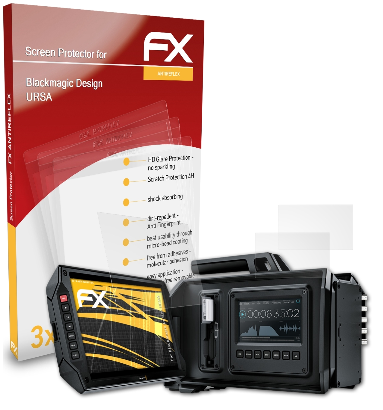 ATFOLIX 3x FX-Antireflex Displayschutz(für Blackmagic URSA) Design