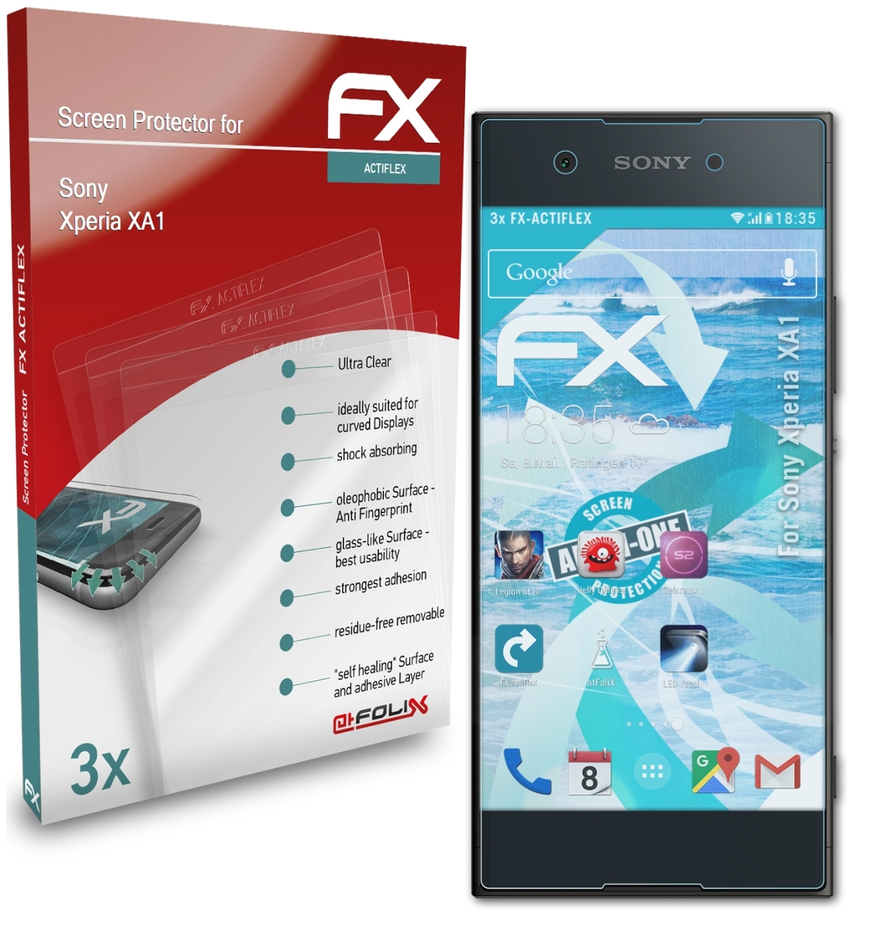 ATFOLIX 3x FX-ActiFleX Displayschutz(für Sony XA1) Xperia