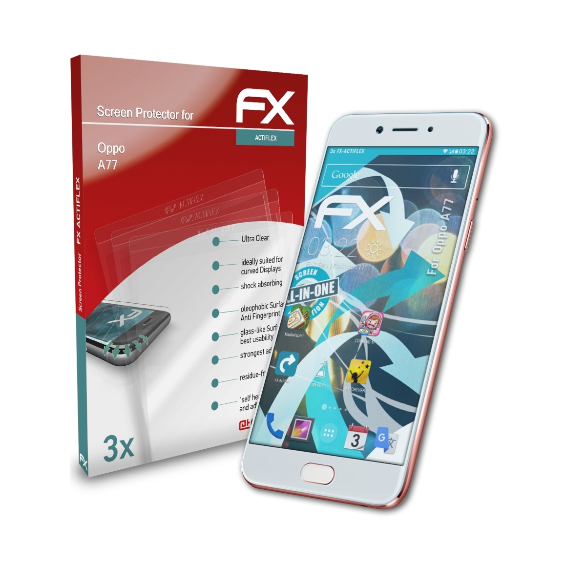 3x FX-ActiFleX ATFOLIX Oppo Displayschutz(für A77)