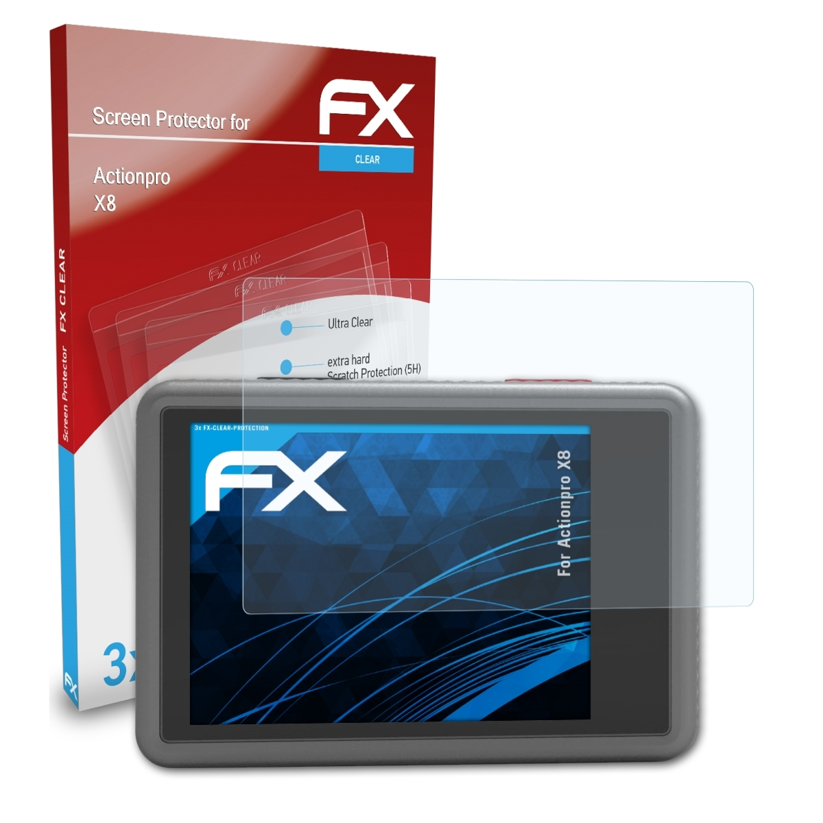 ATFOLIX 3x FX-Clear Displayschutz(für Actionpro X8)