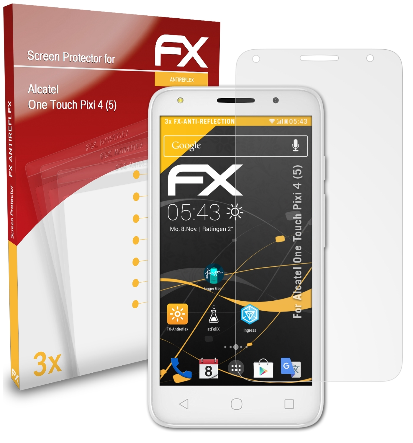 Touch Alcatel 4 (5)) Displayschutz(für ATFOLIX 3x FX-Antireflex Pixi One