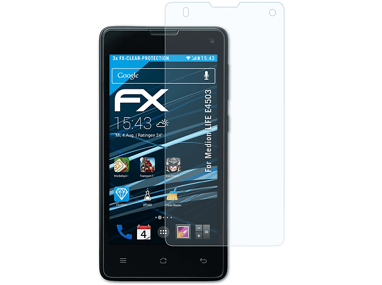 ATFOLIX 3x FX-Clear Displayschutz(für Medion LIFE E4503)