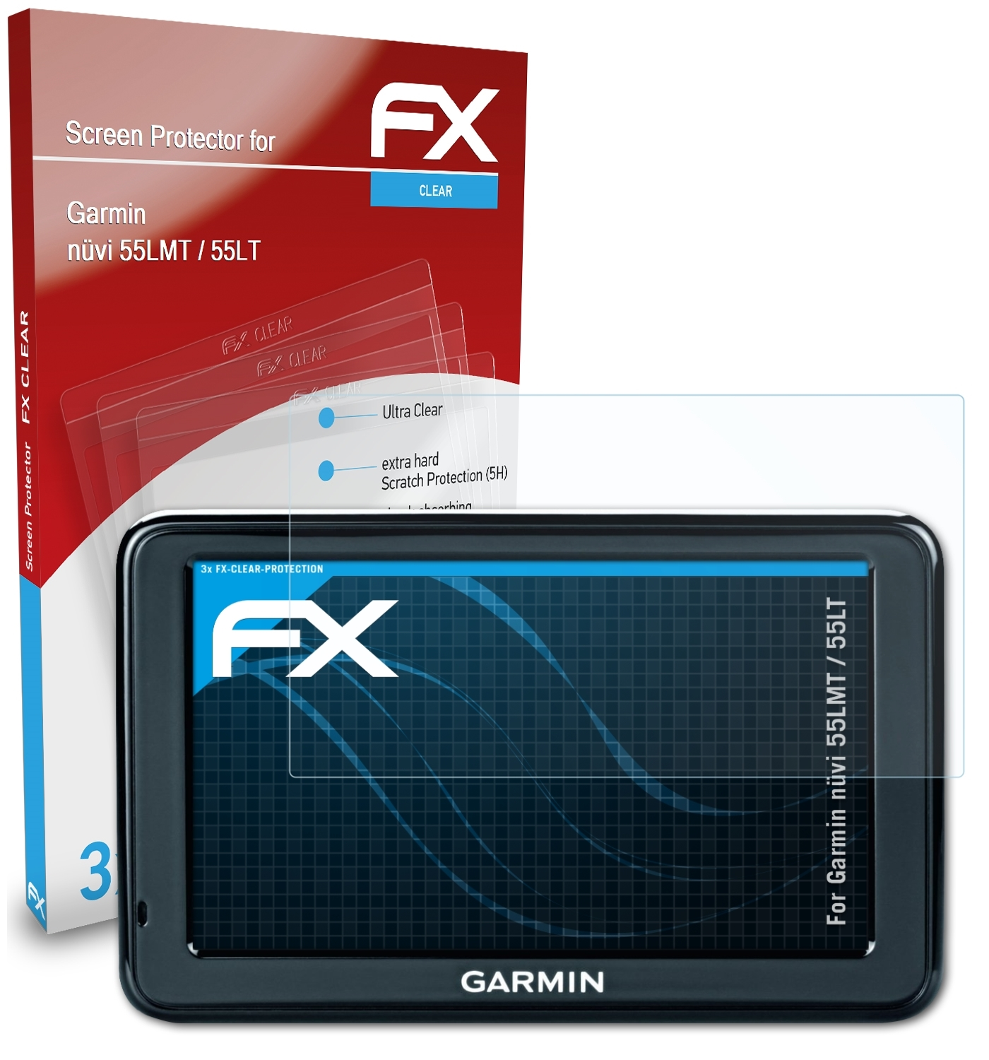 ATFOLIX 3x FX-Clear Displayschutz(für / 55LMT 55LT) nüvi Garmin
