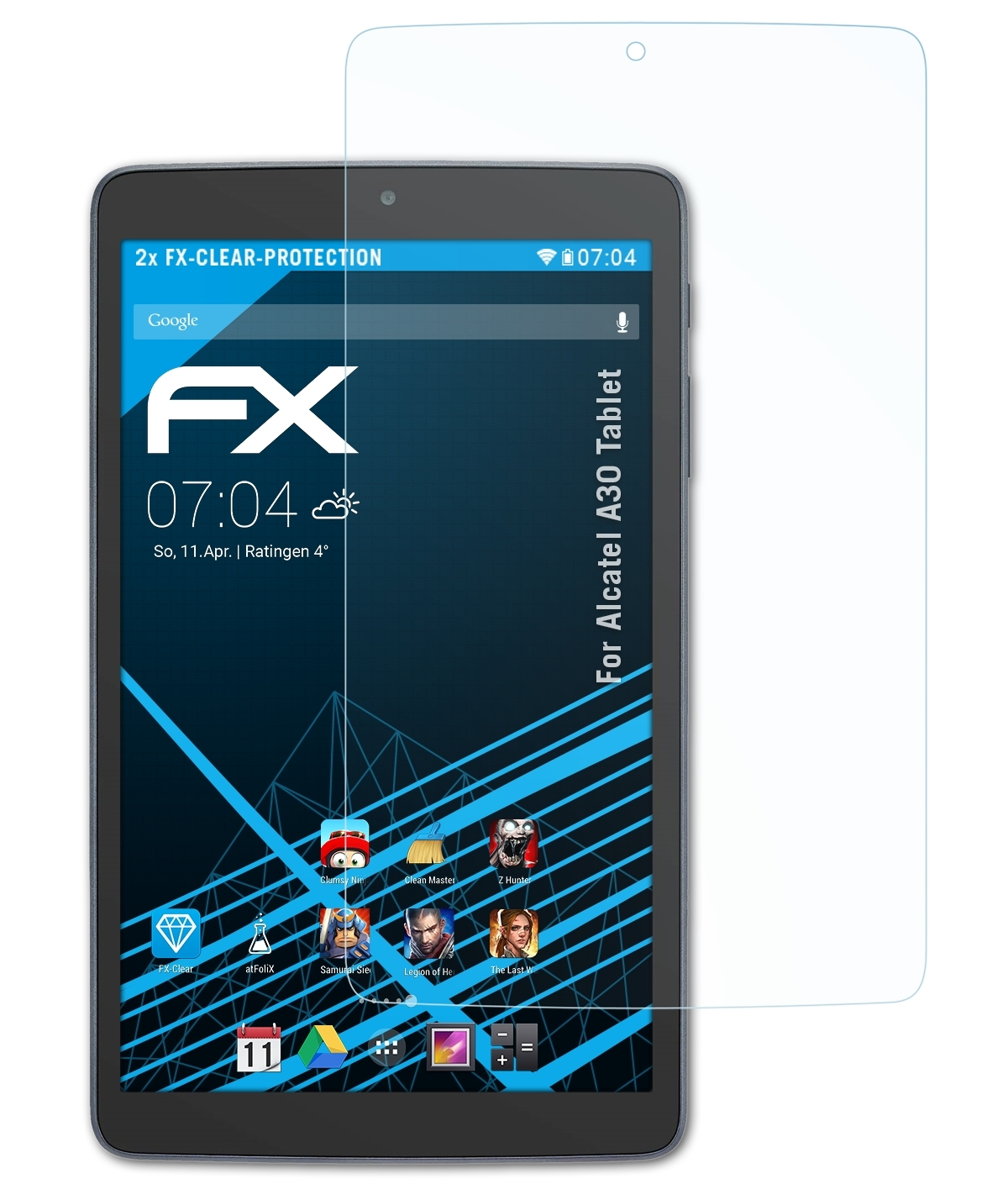 ATFOLIX 2x FX-Clear Displayschutz(für Alcatel Tablet) A30