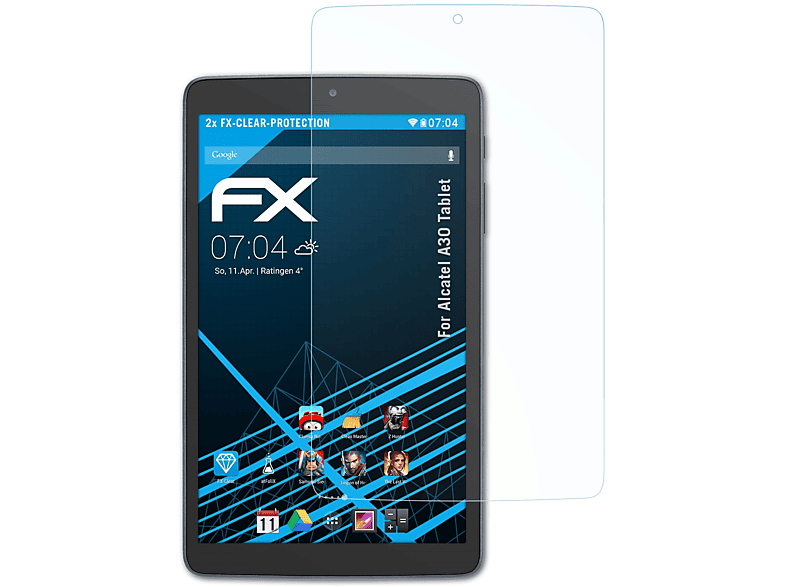 ATFOLIX 2x FX-Clear Displayschutz(für Alcatel A30 Tablet)