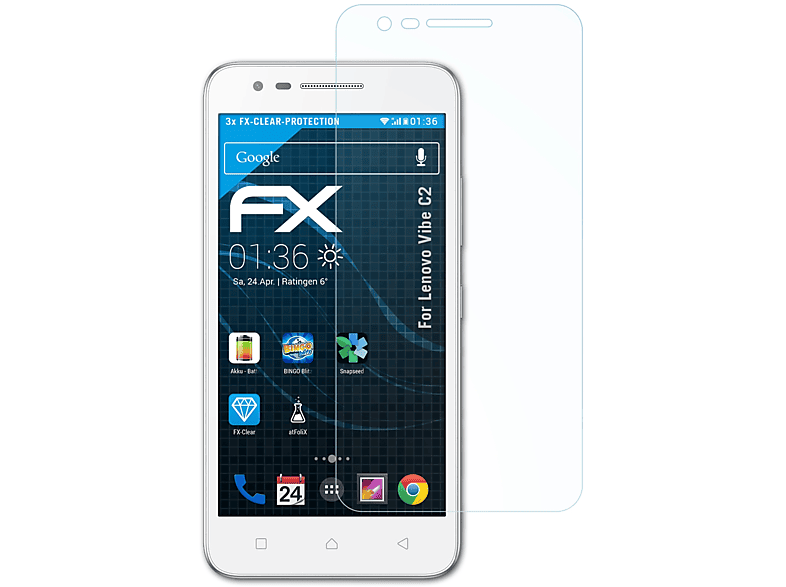 ATFOLIX 3x FX-Clear Displayschutz(für Lenovo Vibe C2)