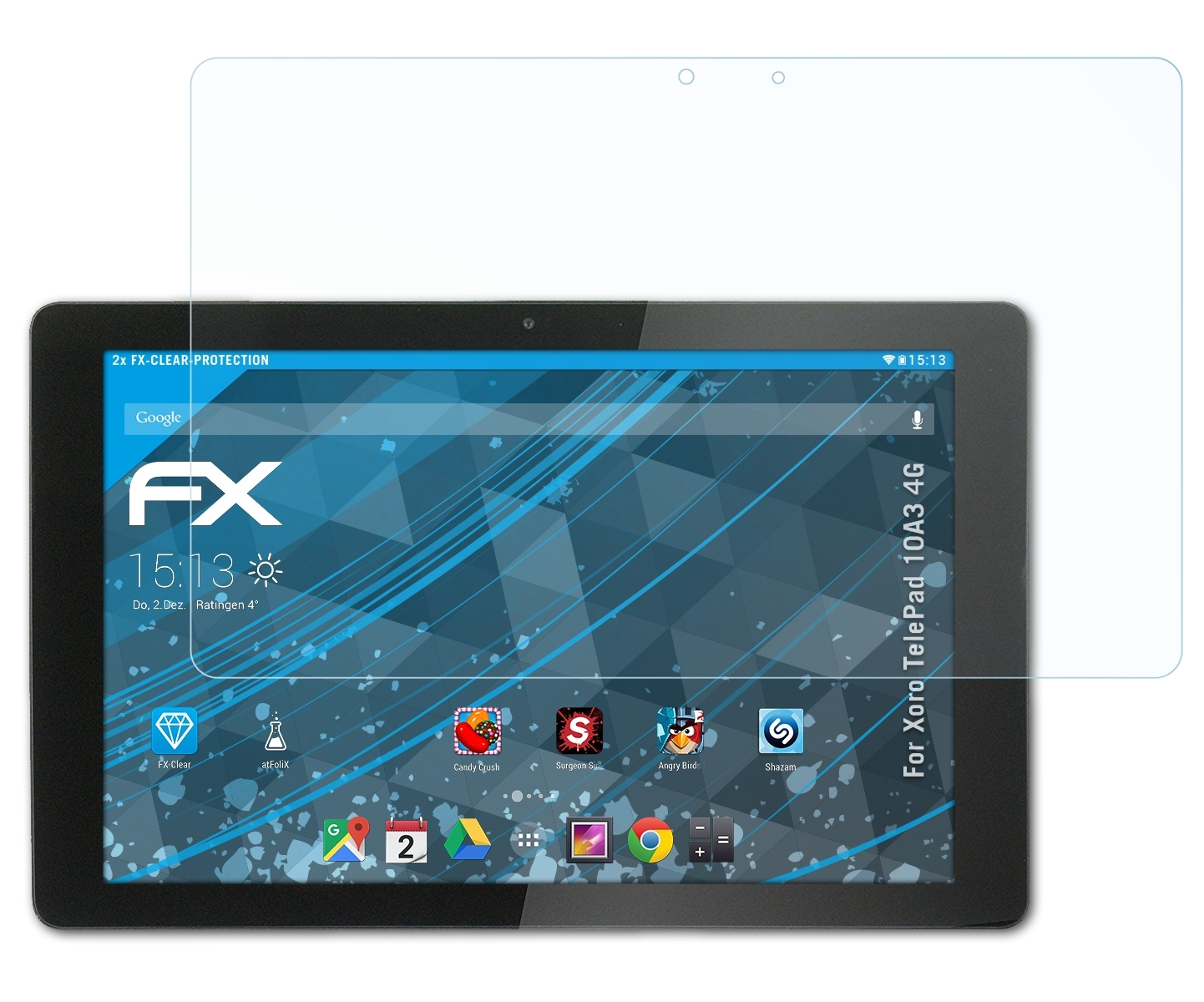 ATFOLIX TelePad 10A3 Displayschutz(für Xoro 2x FX-Clear 4G)