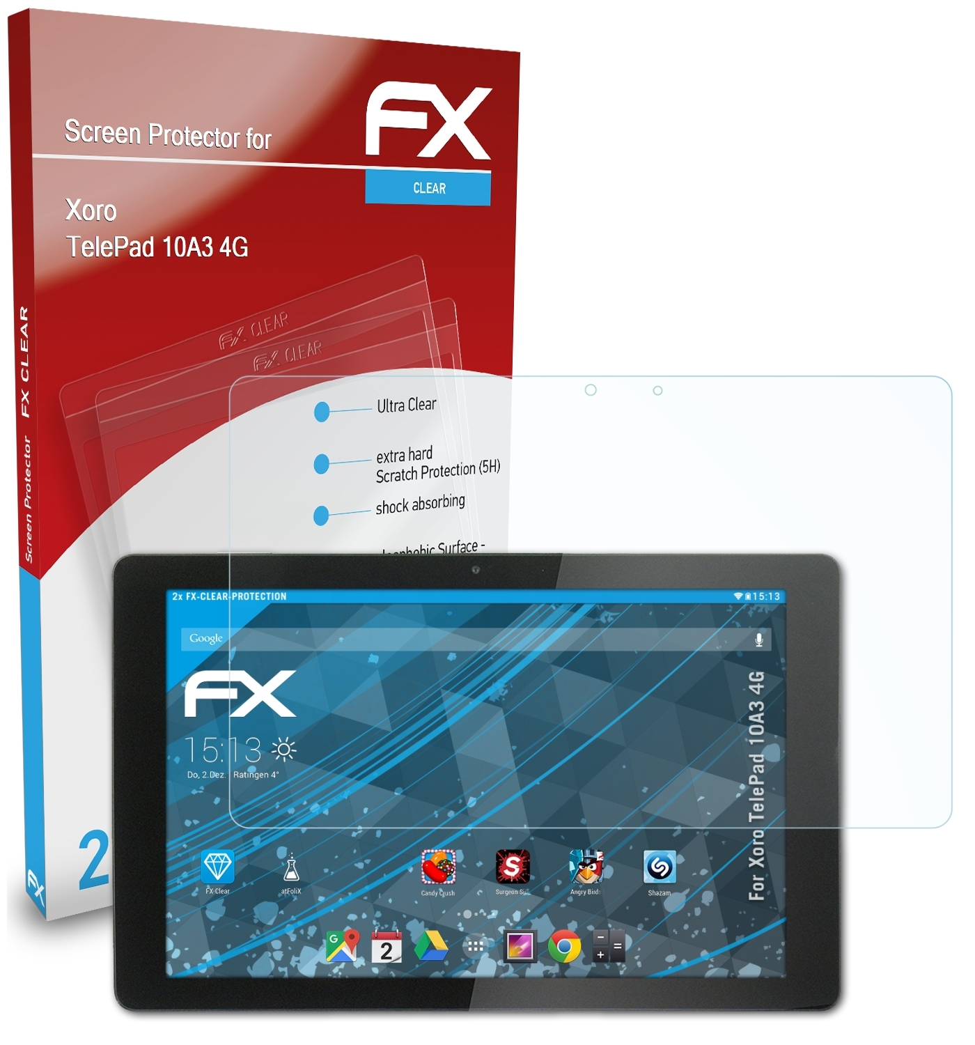 ATFOLIX 2x FX-Clear Displayschutz(für Xoro TelePad 4G) 10A3