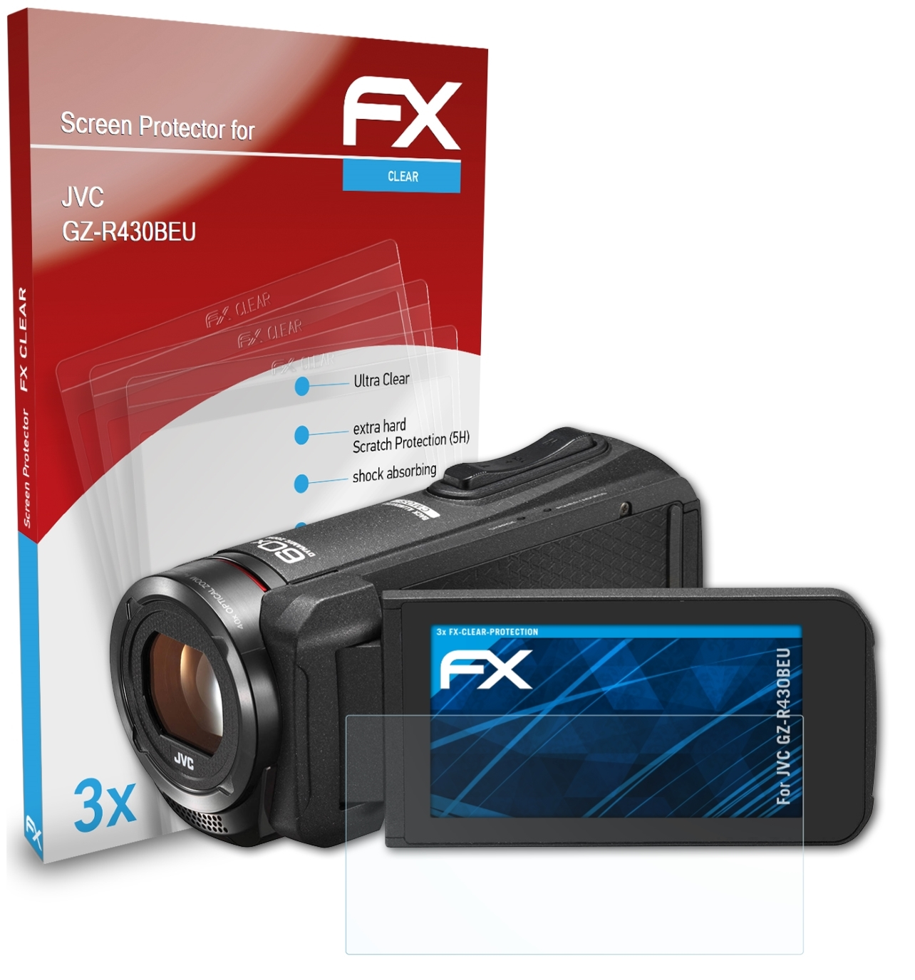 ATFOLIX 3x FX-Clear JVC GZ-R430BEU) Displayschutz(für