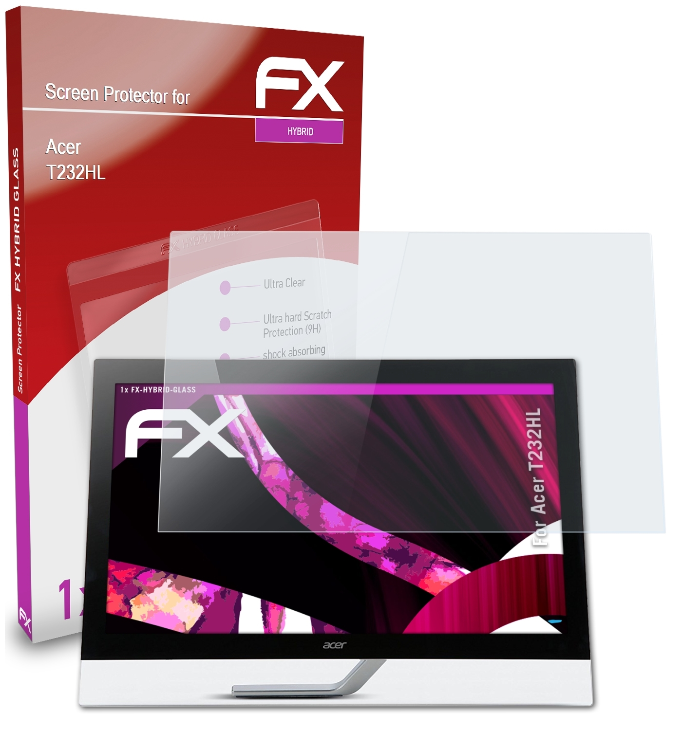 FX-Hybrid-Glass Acer T232HL) ATFOLIX Schutzglas(für
