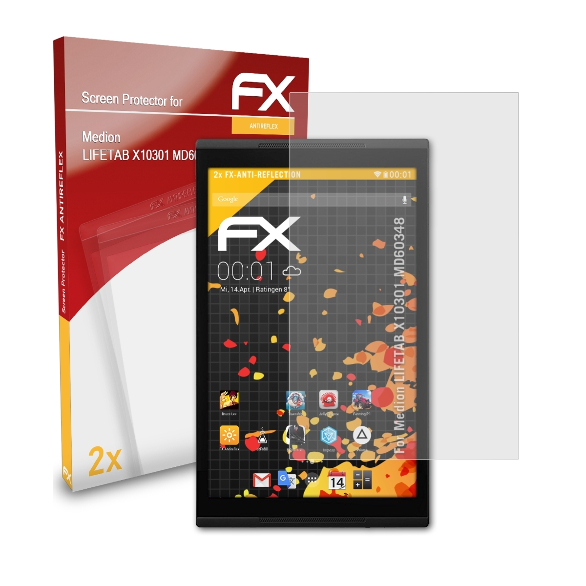 ATFOLIX 2x FX-Antireflex Displayschutz(für X10301 Medion (MD60348)) LIFETAB