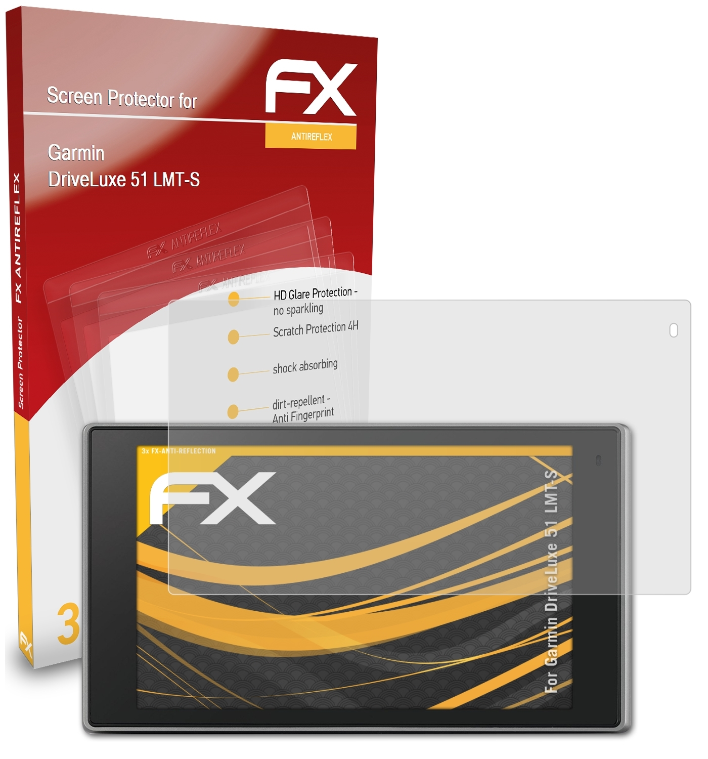 51 Displayschutz(für LMT-S) DriveLuxe FX-Antireflex ATFOLIX Garmin 3x