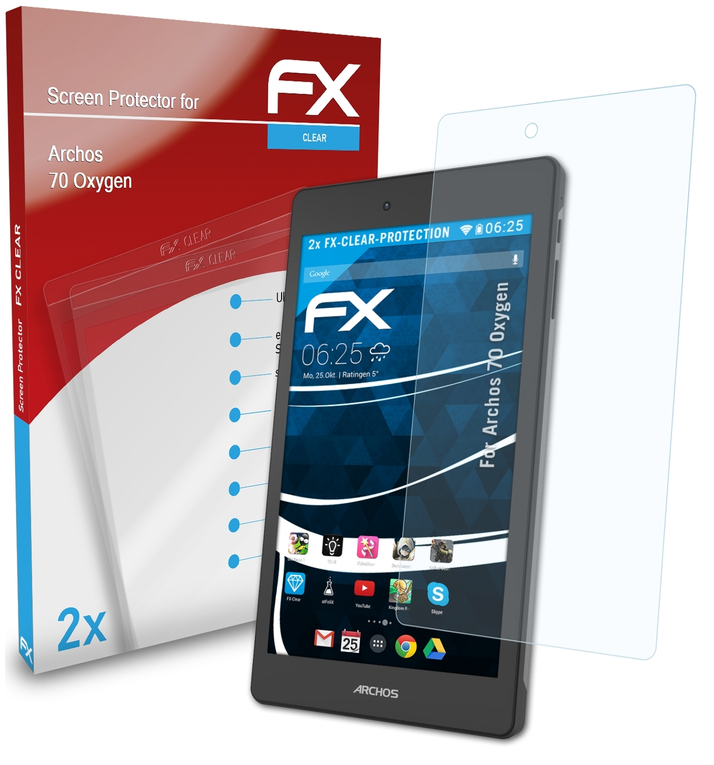 ATFOLIX Archos Displayschutz(für FX-Clear 70 2x Oxygen)