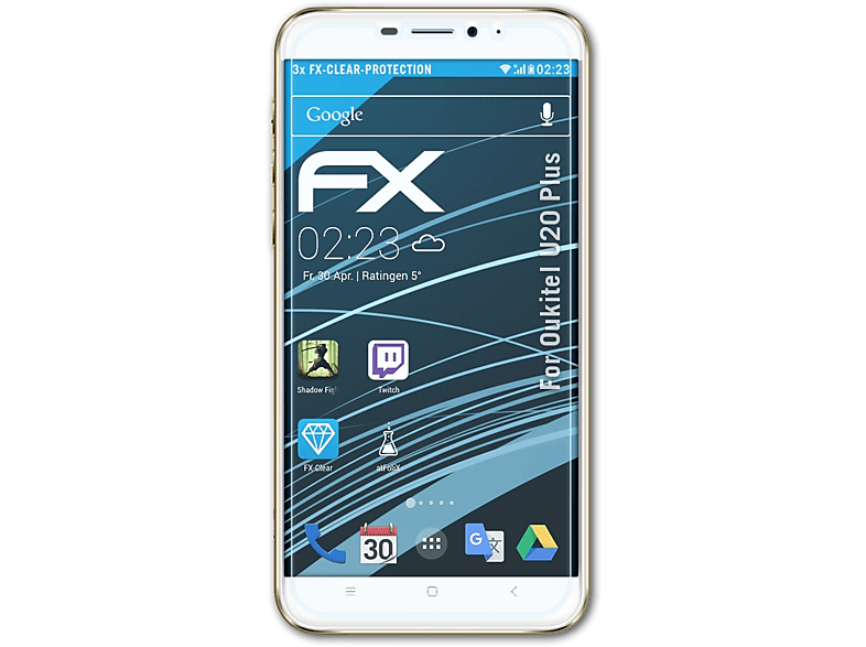 ATFOLIX 3x FX-Clear Displayschutz(für Oukitel U20 Plus)