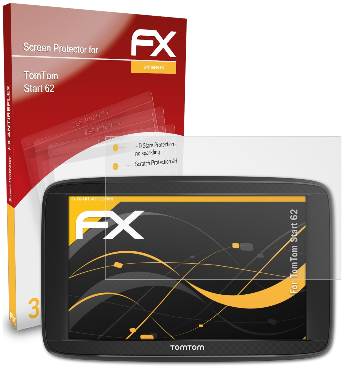 ATFOLIX 3x FX-Antireflex Displayschutz(für TomTom 62) Start
