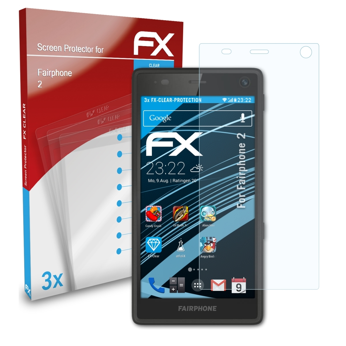 Fairphone 2) FX-Clear Displayschutz(für ATFOLIX 3x