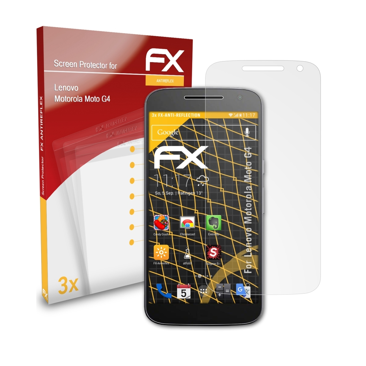 G4) Displayschutz(für ATFOLIX 3x Lenovo Motorola FX-Antireflex Moto