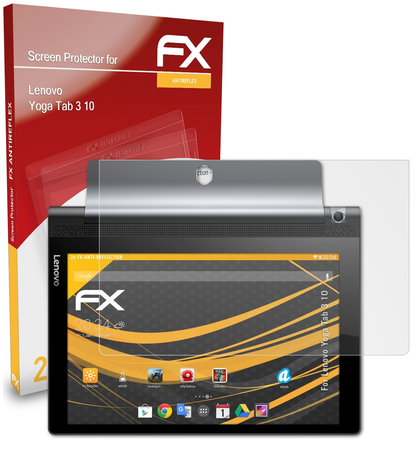 ATFOLIX 2x 10) 3 Displayschutz(für Yoga Lenovo FX-Antireflex Tab