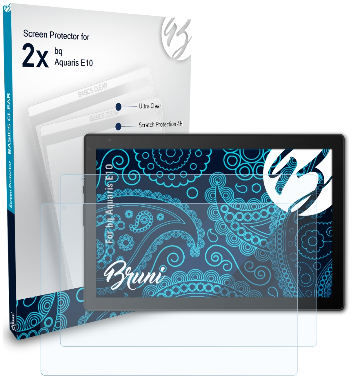 E10) Basics-Clear BRUNI bq Aquaris 2x Schutzfolie(für