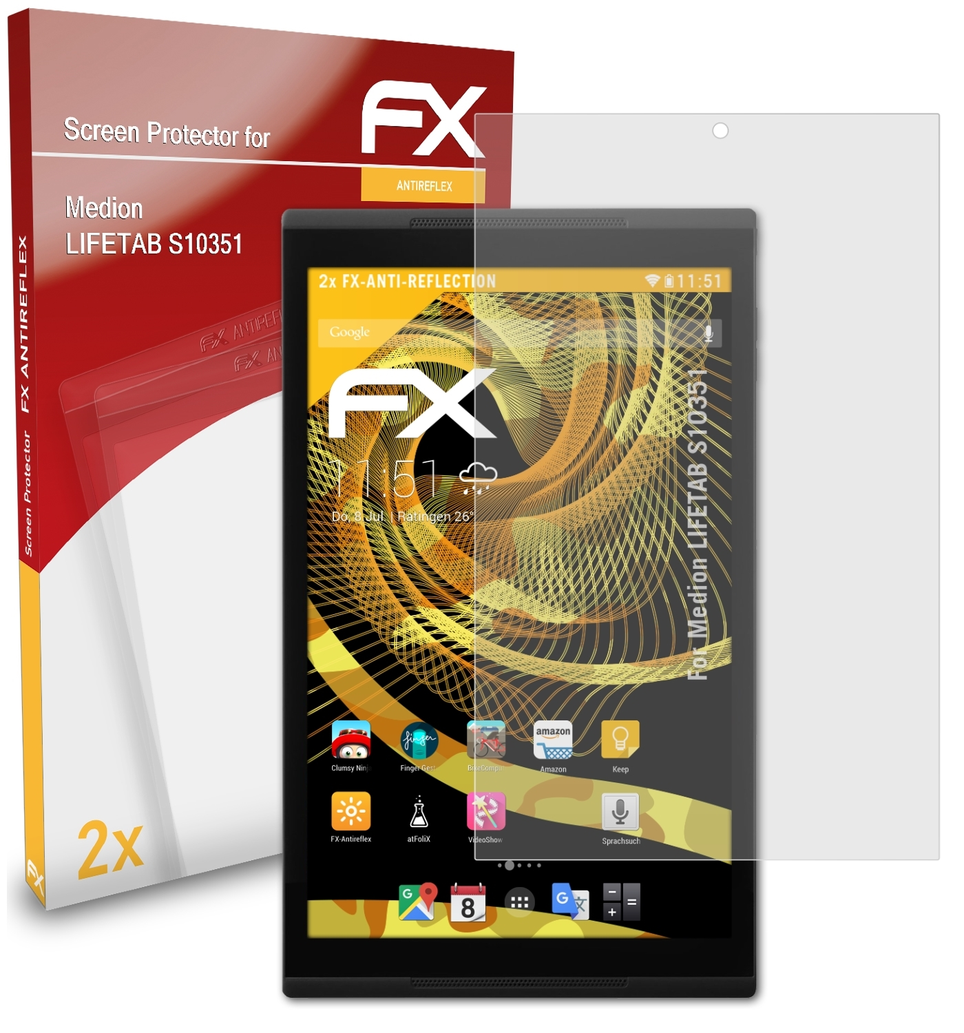ATFOLIX 2x FX-Antireflex Displayschutz(für Medion LIFETAB S10351)
