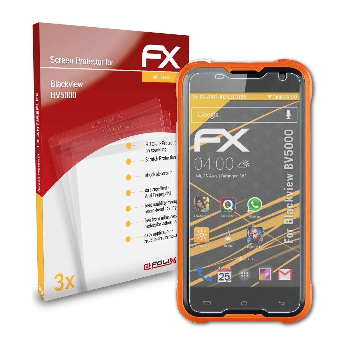 FX-Antireflex Displayschutz(für BV5000) 3x Blackview ATFOLIX