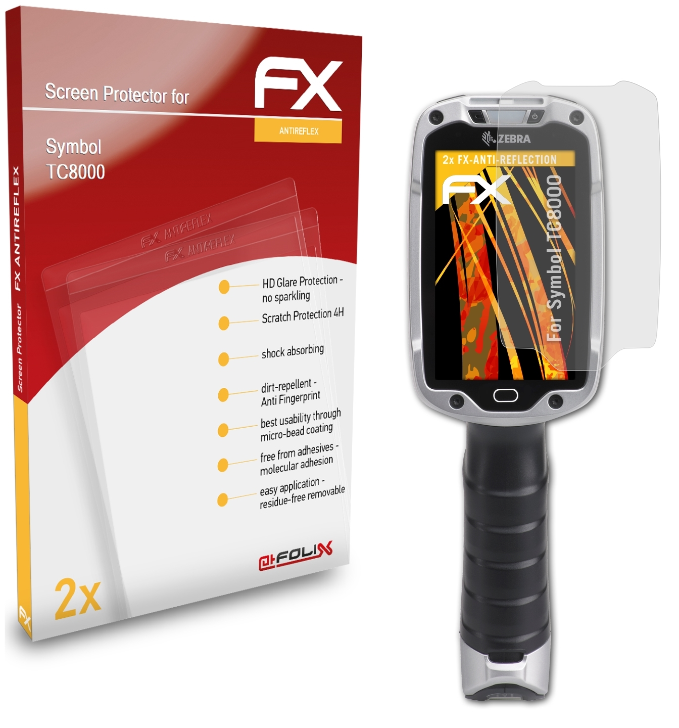 ATFOLIX 2x FX-Antireflex Displayschutz(für Symbol TC8000)