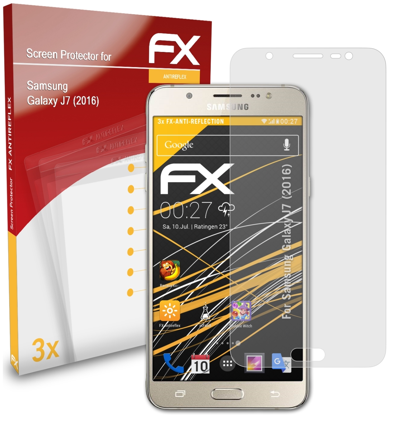 Samsung (2016)) 3x FX-Antireflex Galaxy Displayschutz(für J7 ATFOLIX