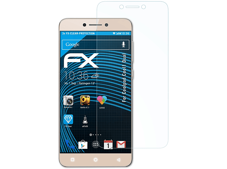 ATFOLIX 3x FX-Clear Displayschutz(für Coolpad Cool1 Dual)
