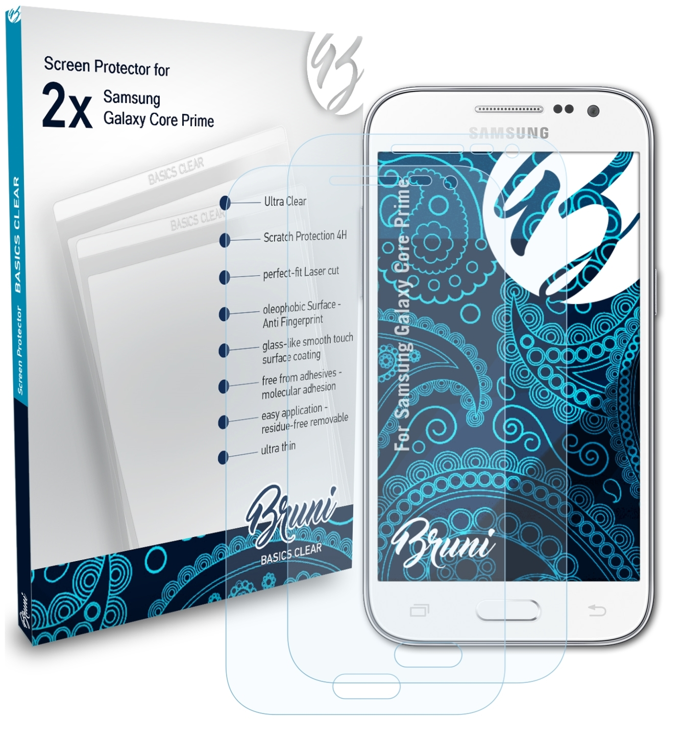 Samsung BRUNI 2x Core Schutzfolie(für Prime) Basics-Clear Galaxy