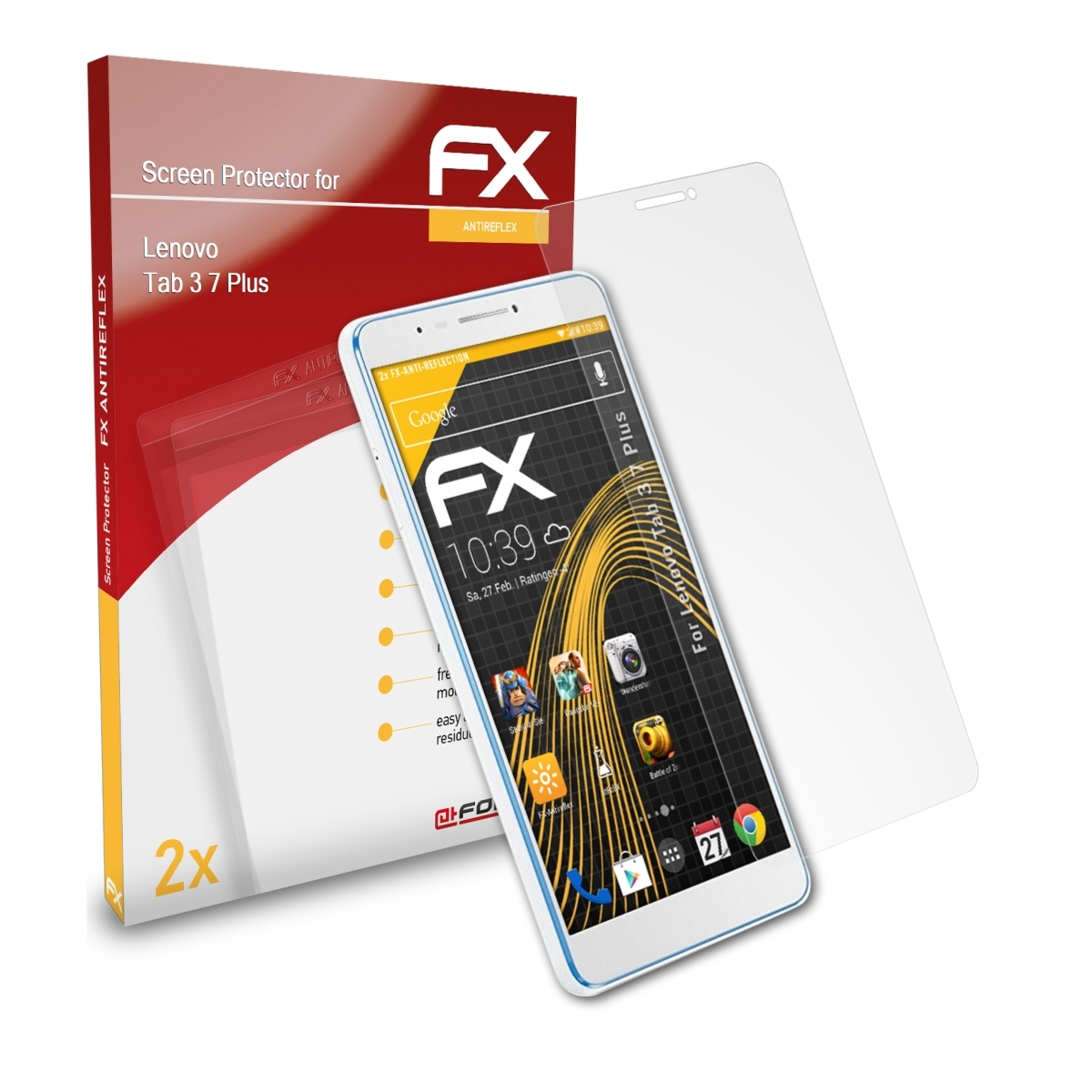 Displayschutz(für Plus) Lenovo ATFOLIX 7 Tab 3 2x FX-Antireflex