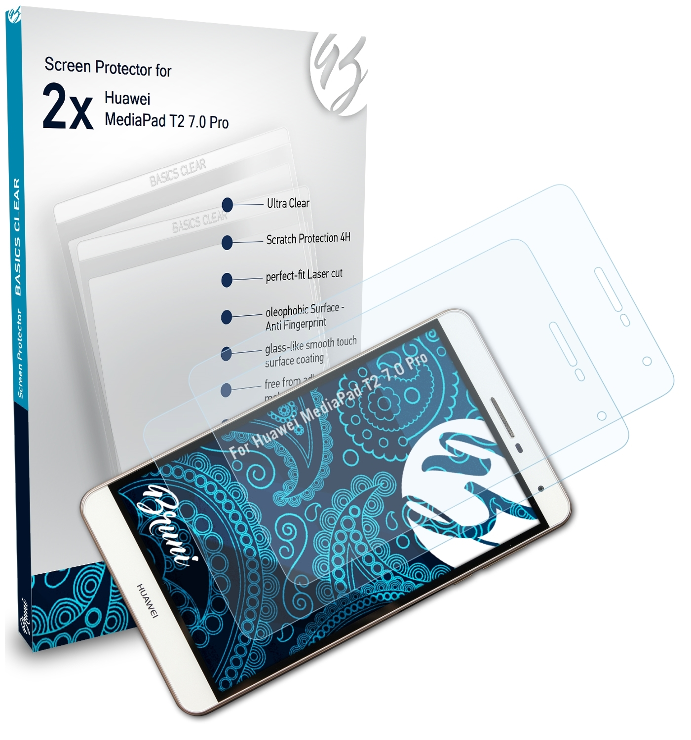 BRUNI 2x Basics-Clear Schutzfolie(für MediaPad 7.0 T2 Pro) Huawei