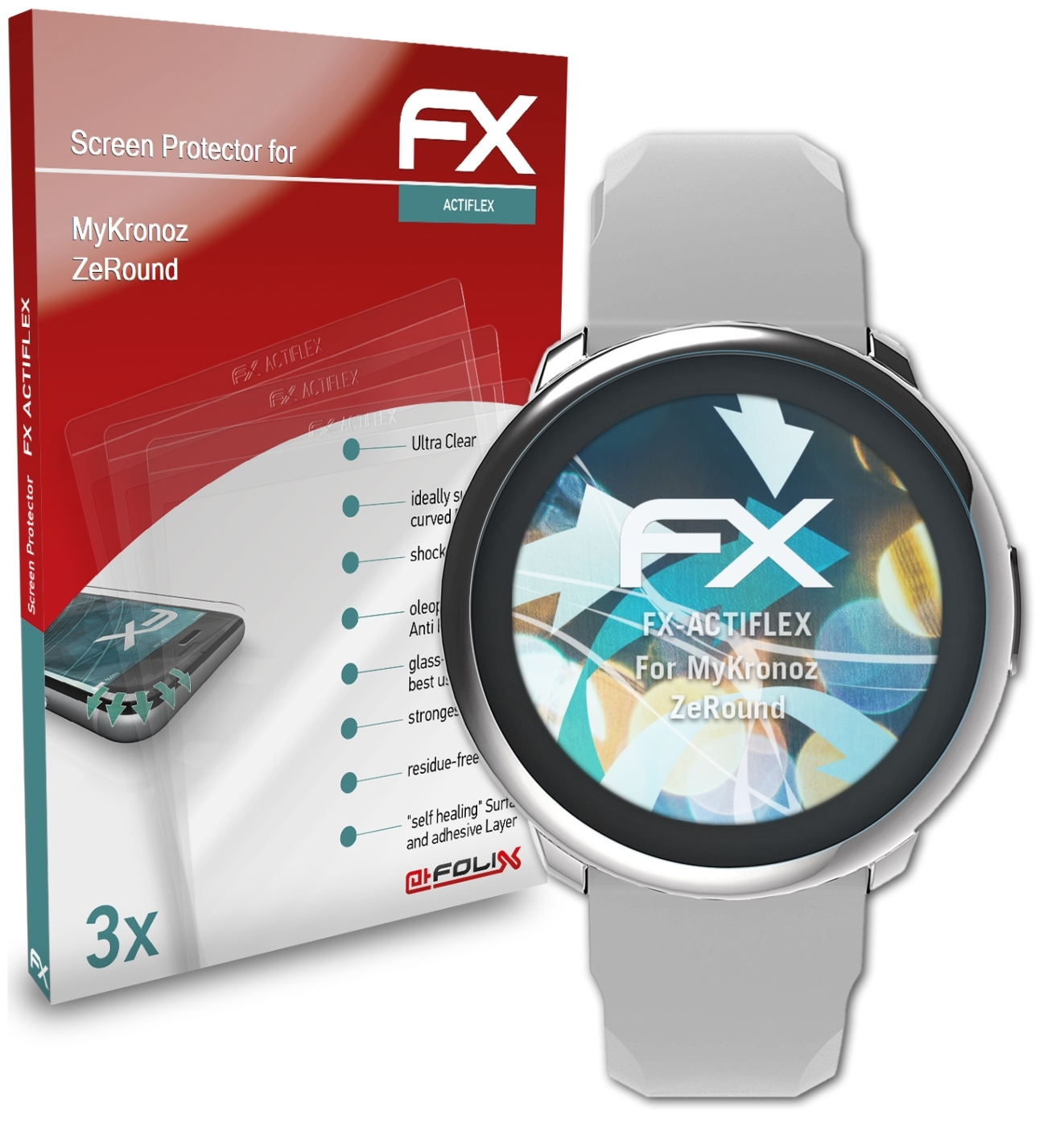 3x ZeRound) MyKronoz FX-ActiFleX Displayschutz(für ATFOLIX