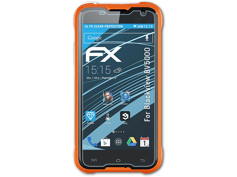 ATFOLIX 3x FX-Clear Blackview Displayschutz(für BV5000)