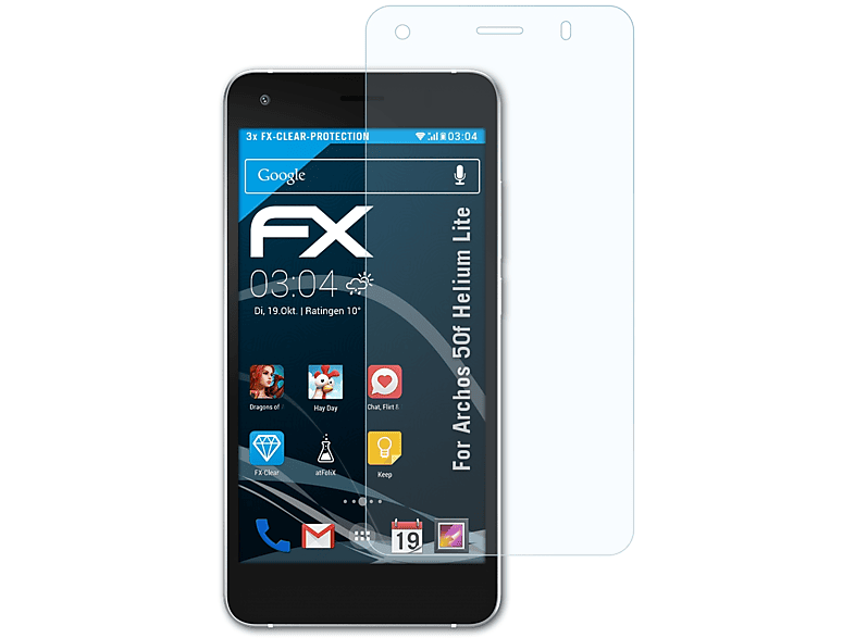 ATFOLIX 3x FX-Clear Displayschutz(für Archos 50f Helium Lite)