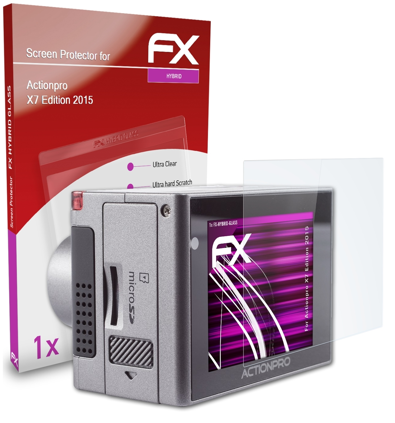 (Edition ATFOLIX Schutzglas(für 2015)) X7 Actionpro FX-Hybrid-Glass